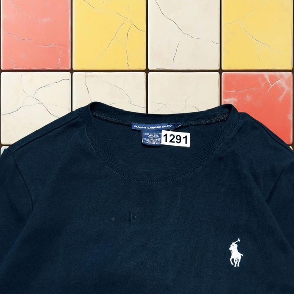 VTG Ralph Lauren Sport Tee Y2K Womans M Black Pony Polo Preppy Crewneck T-Shirt - Picture 7 of 8